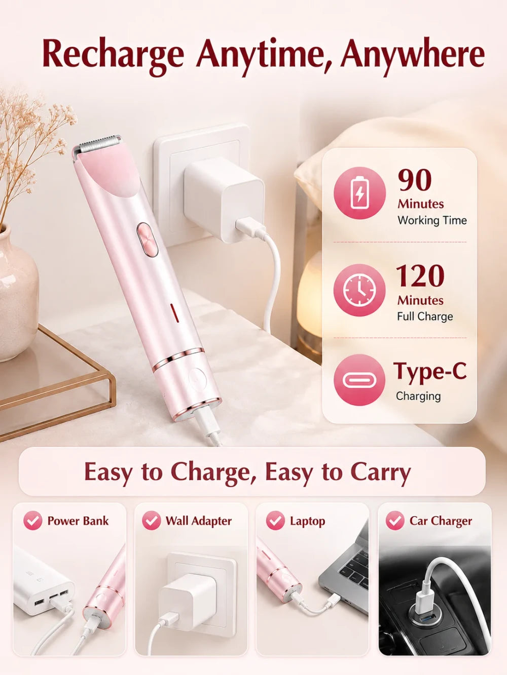 Afeitadora Corporal Electrica Recargable